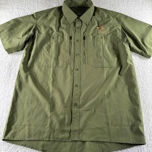Alps Outdoorz XL Delta Waterfowl Green Button Up Pocket Zip Shirt Collared Short